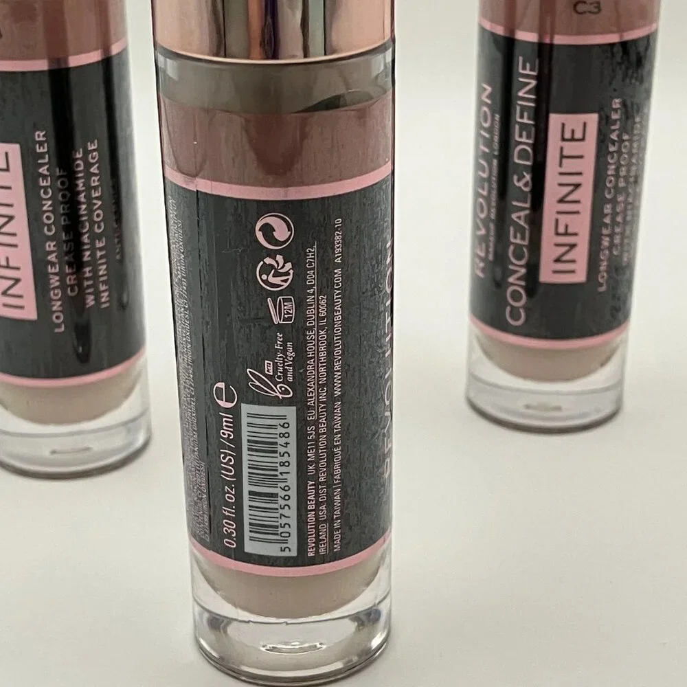 Revolution Infinite XL Concealer C3 3pcs Longwear Niacinamide Crease-Proof 3pack